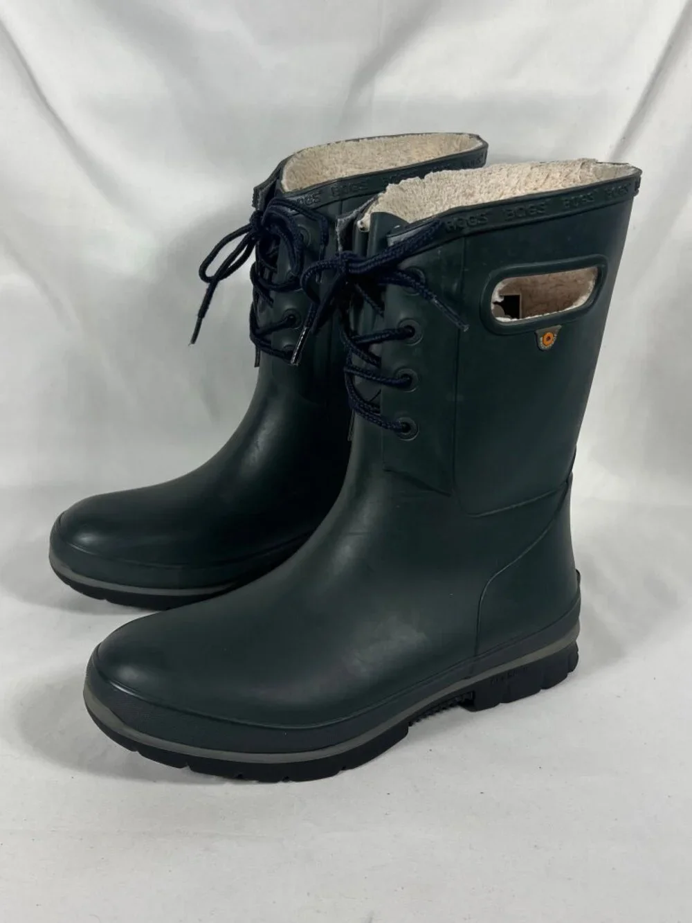 Bogs Boots Womens Amanda Plush II Lace Up Waterproof 8 Fur Lined Rubber Comfort